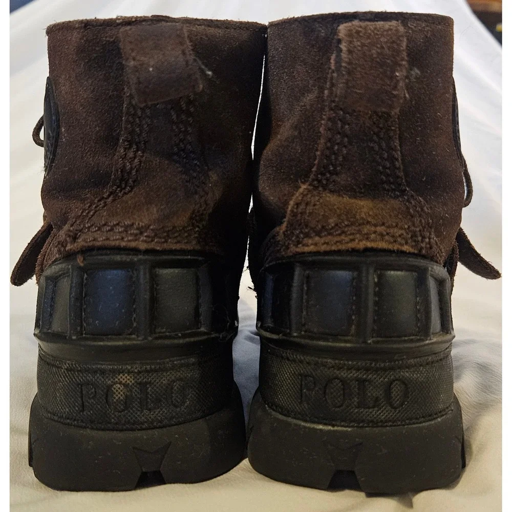 Polo Ralph Lauren Oslo High Boys Duck Boots Brown Suede Leather Size 4‎ Outdoors